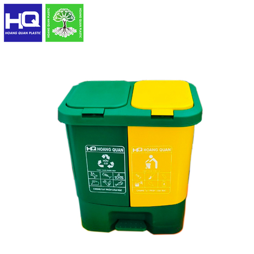 Thùng Rác 2 Ngăn 2 Nắp Nhỏ 40L