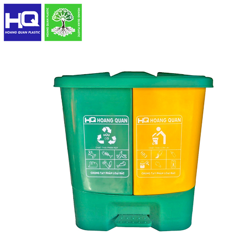 Thùng Rác 2 Ngăn Nắp Thường 40L