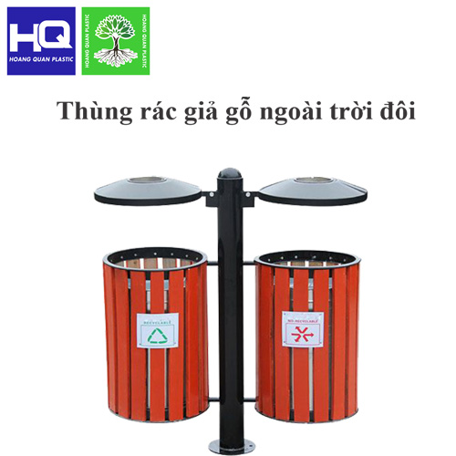 Thùng Rác Treo Đôi Giả Gỗ