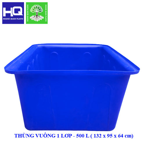 Thùng Nhựa Vuông 500L 1 Lớp