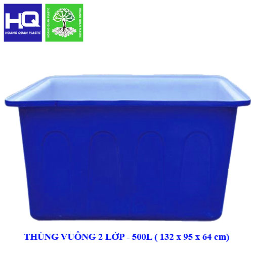 Thùng Nhựa Vuông 500L 2 Lớp